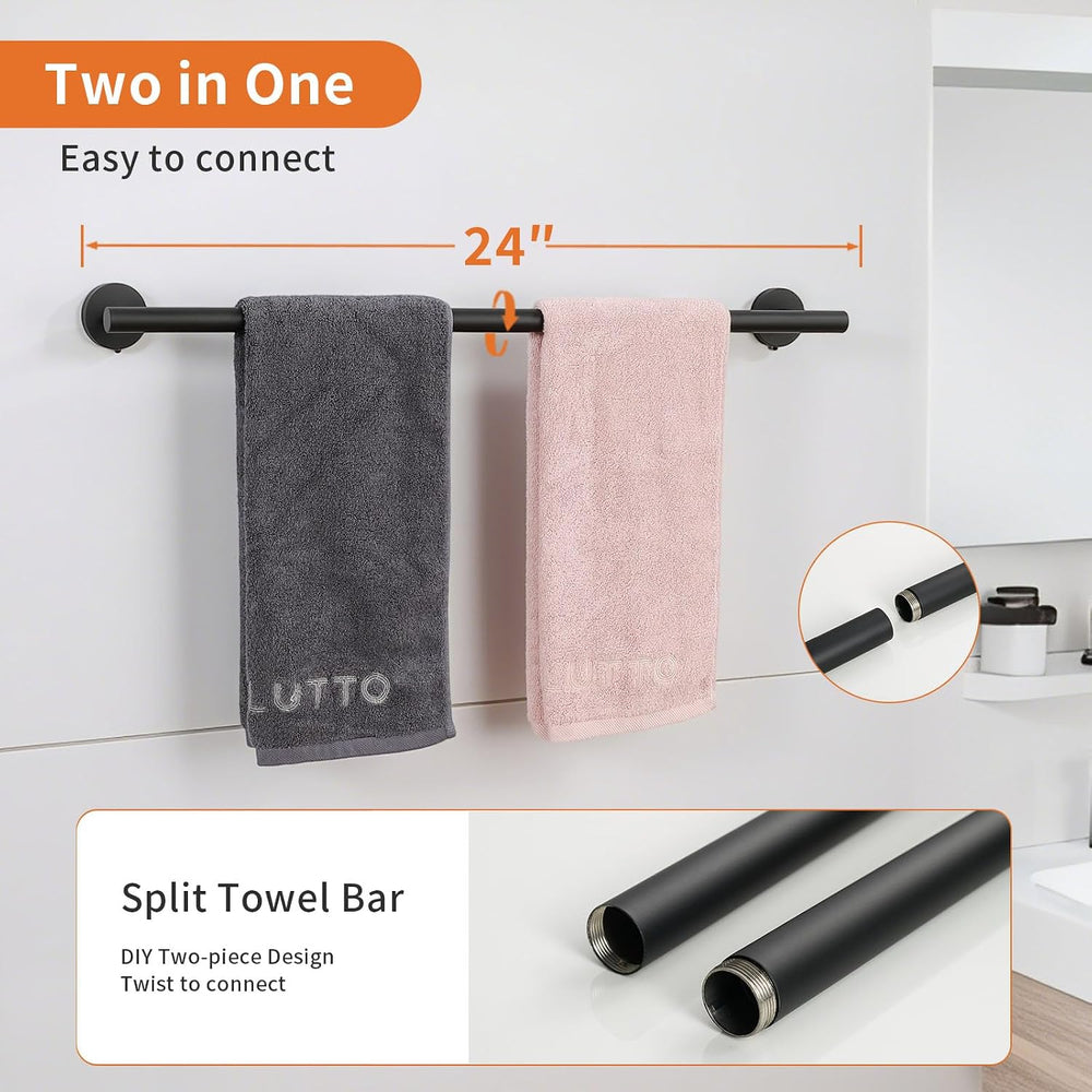 5-Piece Matte Black Bathroom Hardware Set, Towel Racks Set for Bathroom SUS30...