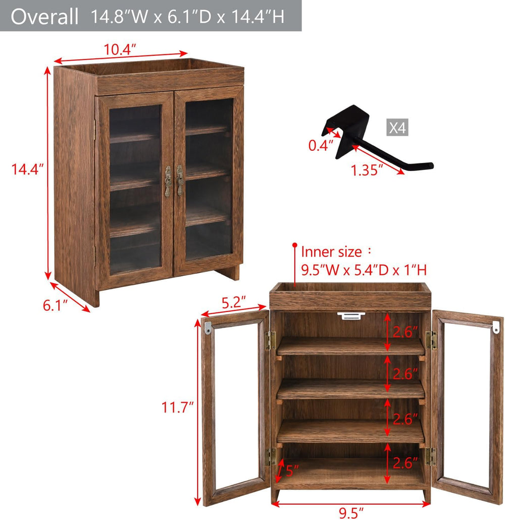 Ikee Design Wooden Storage Cabinet with Glass Door & Adjustable Shelves