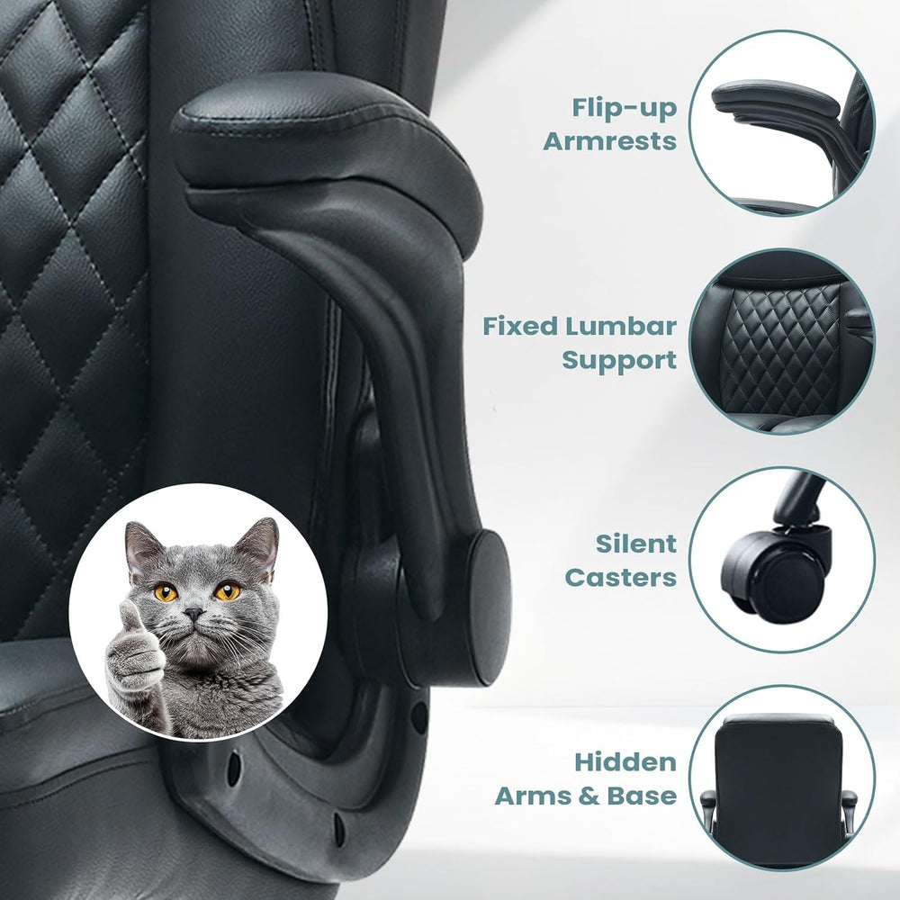 Leather Drafting Chair for Standing Desk, Tall Office Chair with Foot Ring