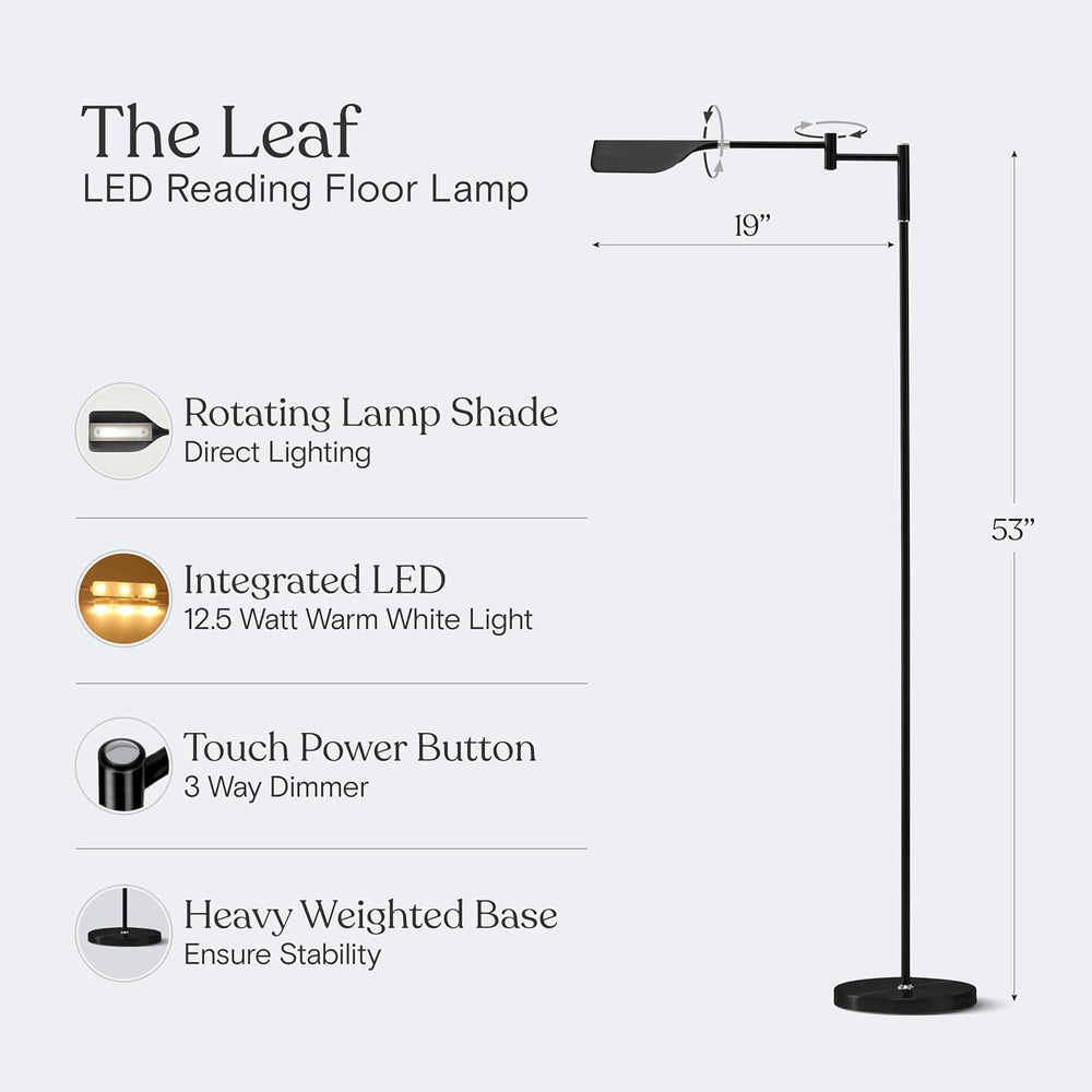 Brightech Leaf Pharmacy LED Reading Lamp, Dimmable Floor Lamp with Easy Rotat...