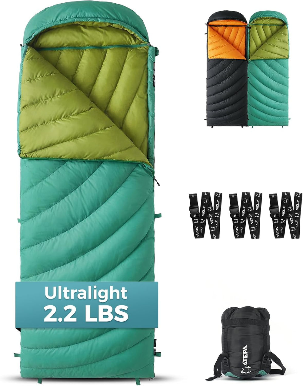 ATEPA Down Sleeping Bag for Adults, Hybrid, 3 Season, Lightweight