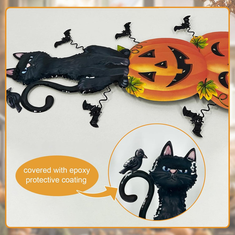 Outdoor Halloween Decorations,Metal Black Cat & Jack'O Lighted Timer ...