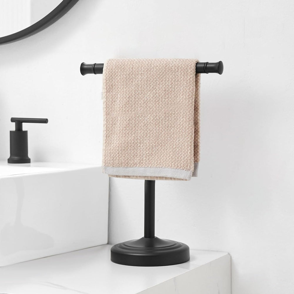 RUMOSE Matte Black Hand Towel Holder Stand Countertop Towel Rack
