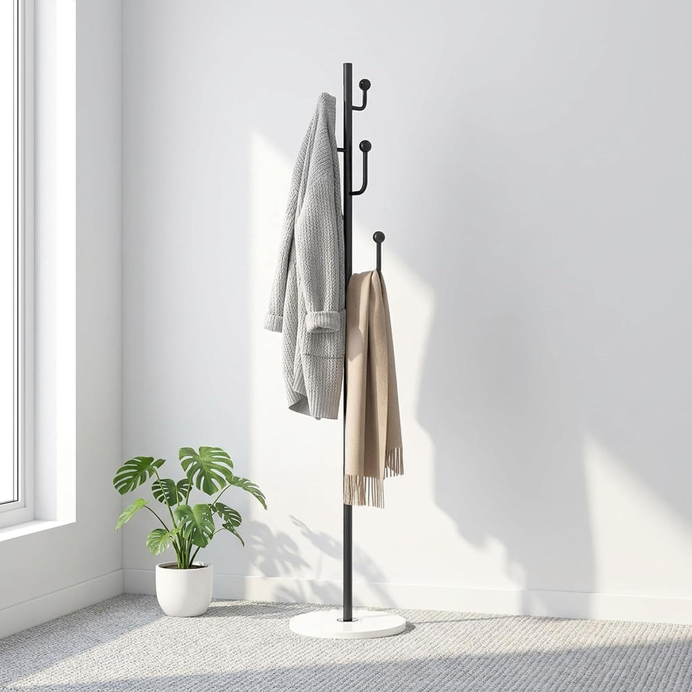 Black Cactus Metal Coat Rack Freestanding Stand with Marble Base