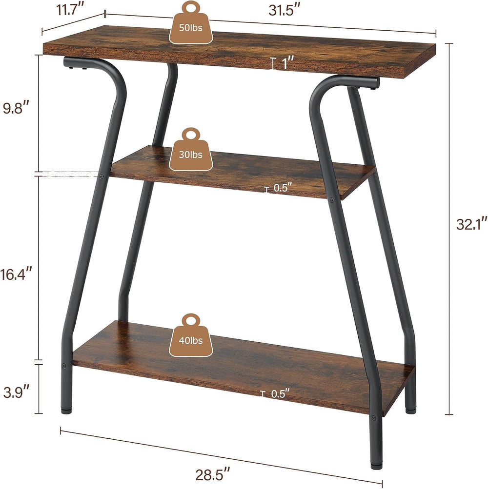 FAVOOSTY Console Table for Entryway, 3 Tier Narrow Entryway Table Open Shelve...