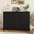 Farmhouse 47" Buffet Cabinet with Storage,Large Sideboard Buffet with Drawers and Adjustable Shelves, Rusitc Coffee Bar Cabinet for Kitchen, Black