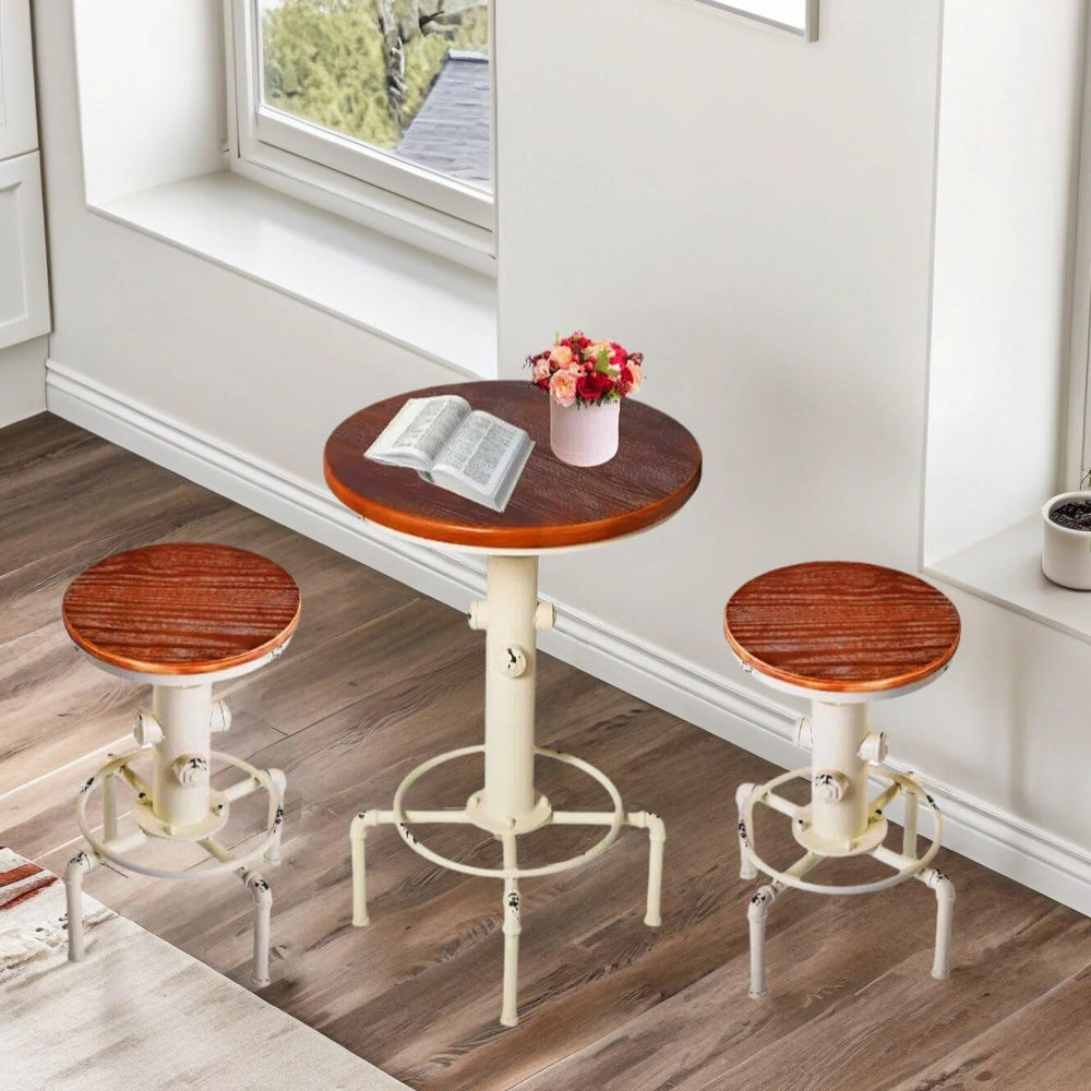 Topower Industrial Bar Table 32.3-38.2" Adjustable Pub Table Kitchen Din...