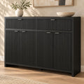 55 Inch Modern Fluted Sideboard Buffet Cabinet with Storage, Black