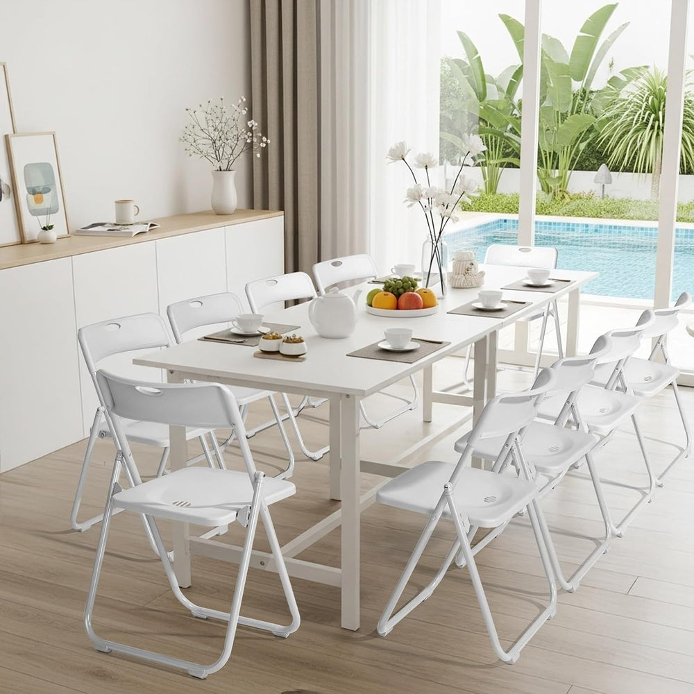Karl home 10 PCS Plastic Folding Chair, Lightweight Foldable Chair, White