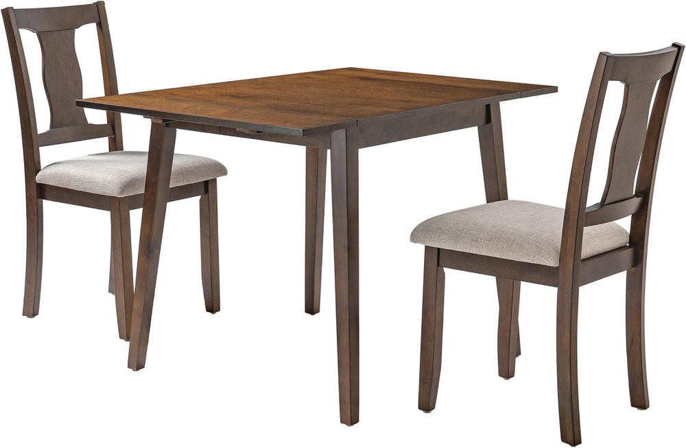 P PURLOVE 3 Piece Kitchen Dining Set, Wood Dining Table Set, Brown+Beige