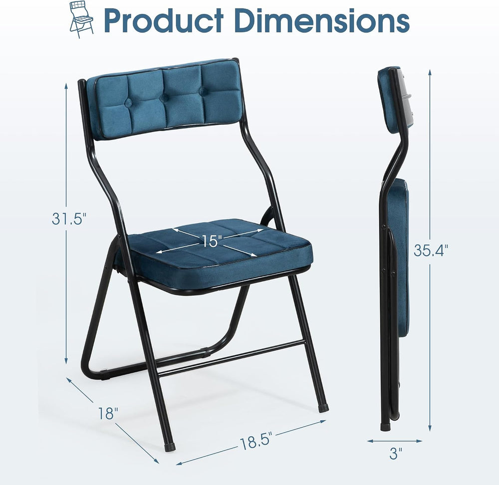 Padded Folding Chairs, Folding Chairs with Cushion Set of 4