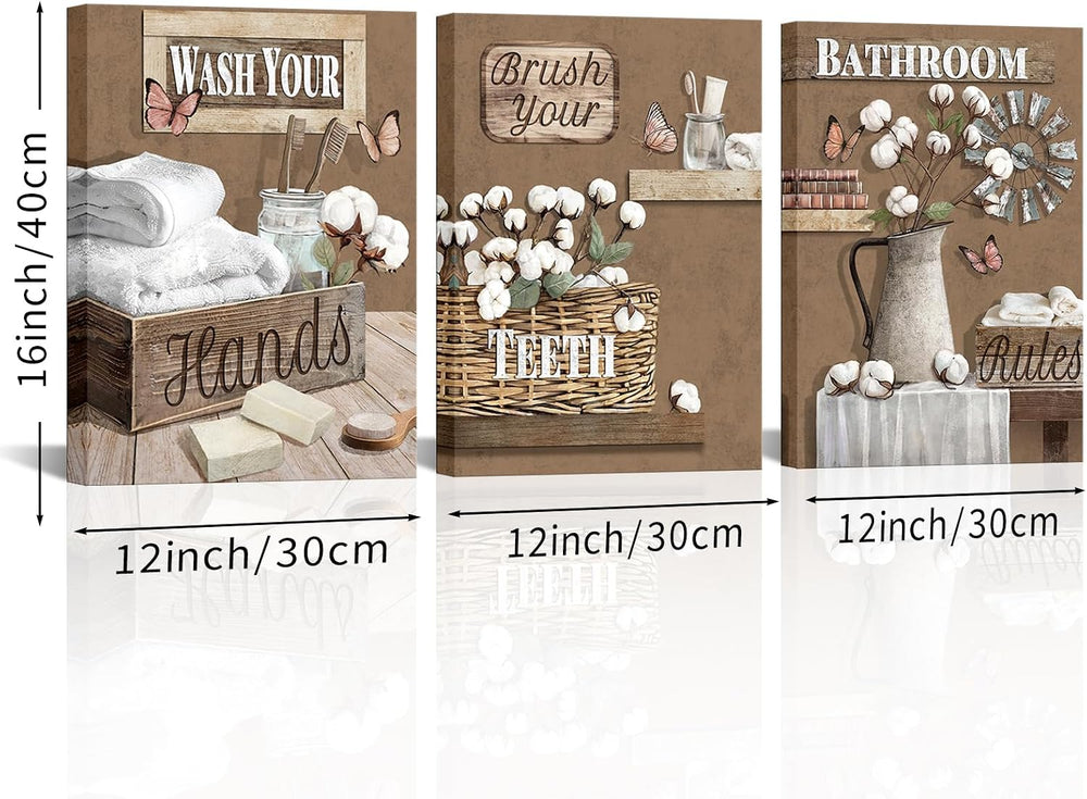 LoveHouse Rustic Bathroom Wall Art Farmhouse Decor Painting(Brown)