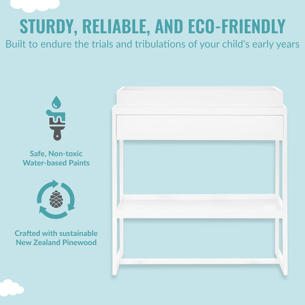 Dream On Me Arlo Changing Table with Pad & Safety Strap - White