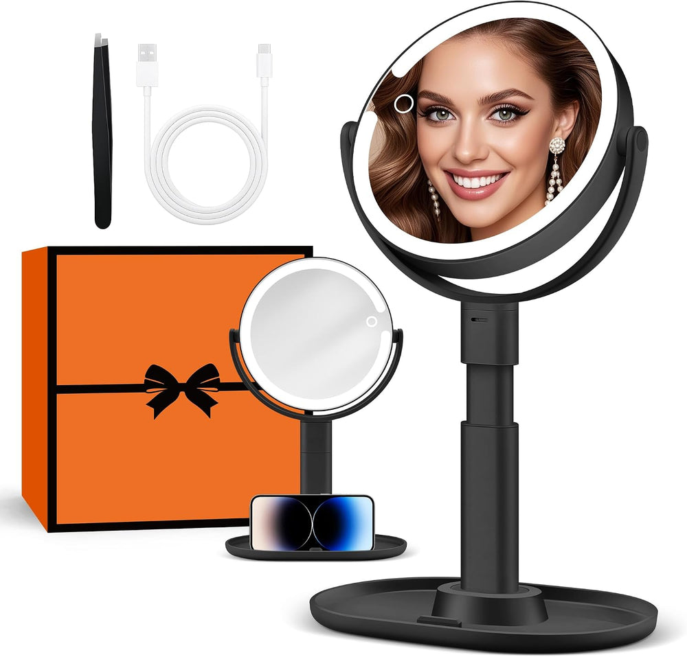 B Beauty Planet Makeup Mirror, Double-Sided Lighted Magnifying Mirror 30X