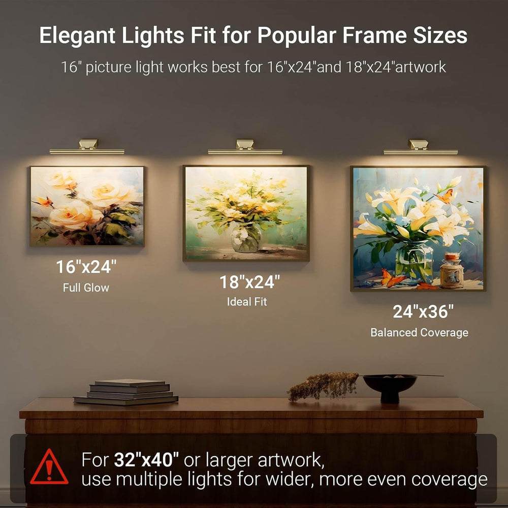 16" Picture Lights for Wall - 10000mAh Rechargeable Art Light