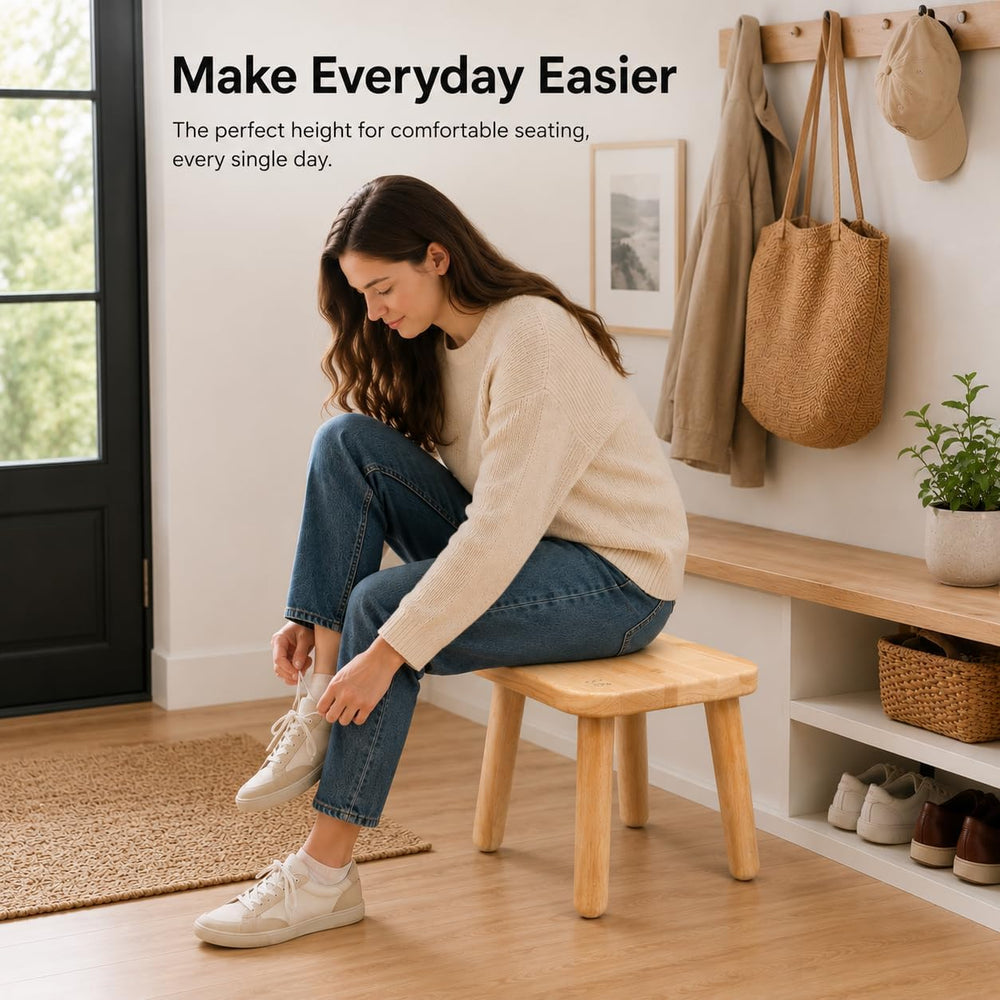 BEE&OAK 13.4 Inch Heavy Duty Wooden Step Stools for Adults - Non Slip, 30...