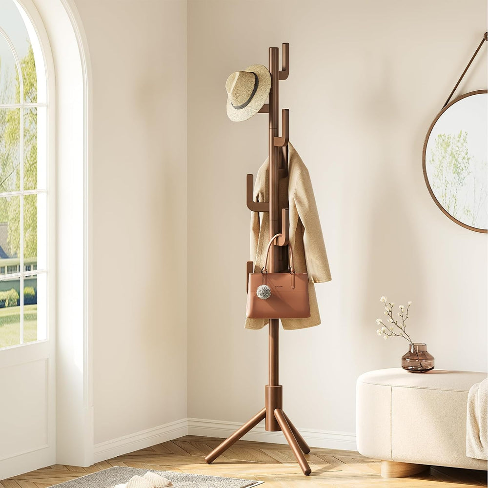 Yoobure Solid Wood Coat Rack - Cactus Coat Tree Freestanding with 8 Hooks, Co...