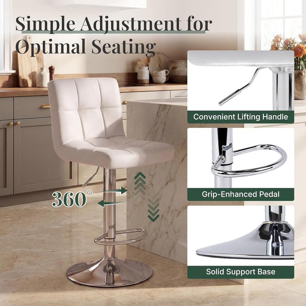 DUMOS Set of 2 Counter Height Bar Stools, 24 Inch Saddle Bar Chairs