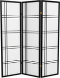Red Lantern 5 ft. Tall Double Cross Shoji Screen - Black - 3 Panels