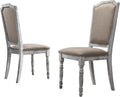 Roundhill Furniture Iris Turned Leg Wood Dining Chair, Set of 2, Weathered White