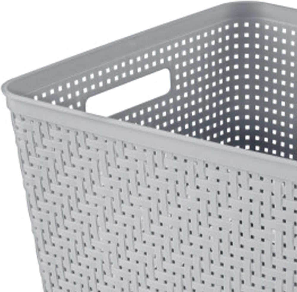 Sterilite Tall Basket, Woven Plastic Storage Organizer Bin, Cement, 6-Pack