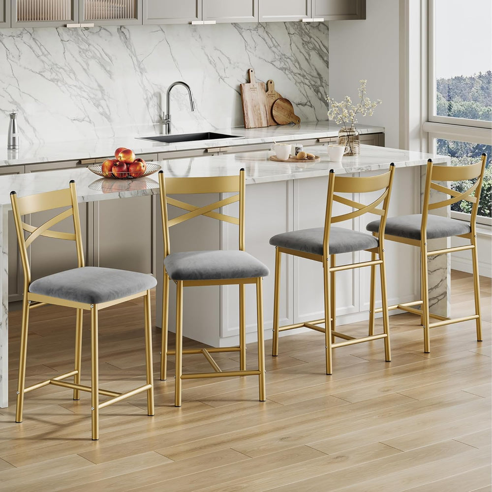 Garvee 26'' Bar Stools Set of 4, Counter Stools with Back & Thick...