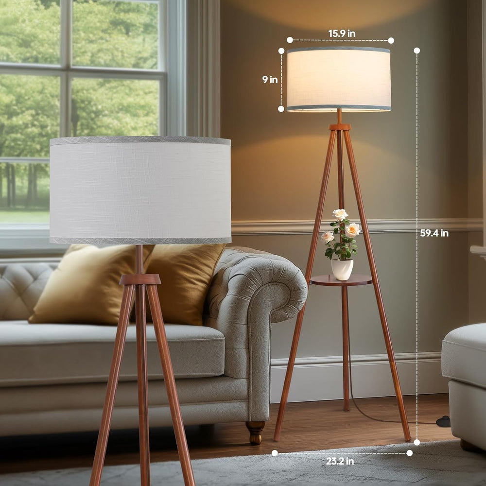 EOEYYOYB Floor Lamps for Living Room, Modern Standing Lamp with Shelf, 3 Colo...