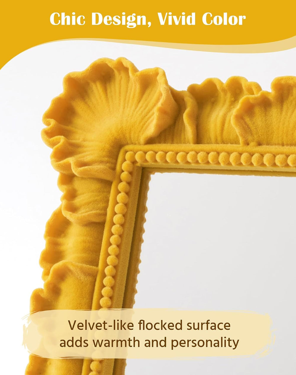 Mirror Wall Decor with Resin Frame for Room Makeover,Yellow-Orange