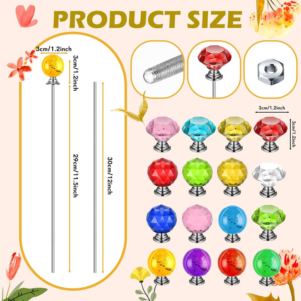 Zonon 16 Pack DIY Garden Beaded Stakes Wands Kit 16 Pcs 8/32 Inch 4mm 12 Inch...