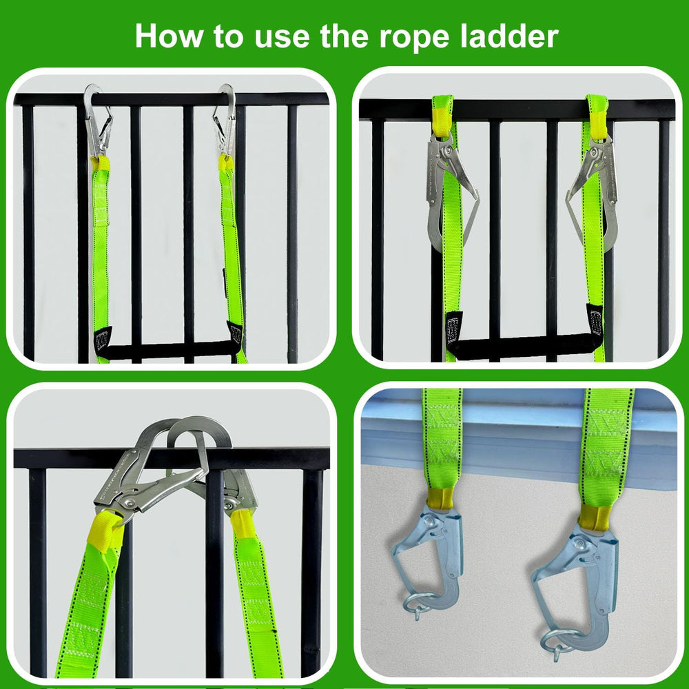 Fire Escape Ladder with 2 Heavy Hooks, 26.5 Feet Emergency Ladder 3 Story