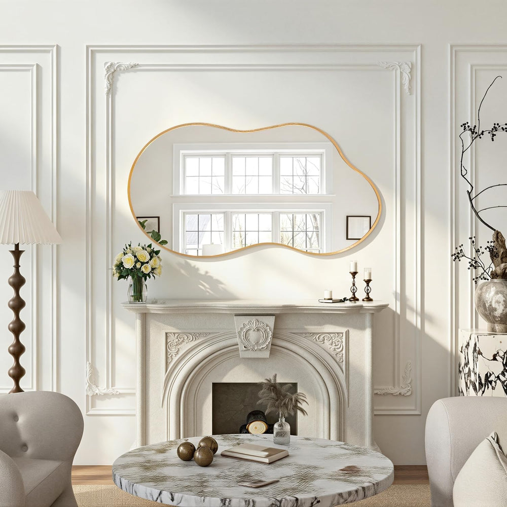 JJUUYOU Wall Mirror Irregular Metal Framed Decorative Gold Mirrors Large 22&q...