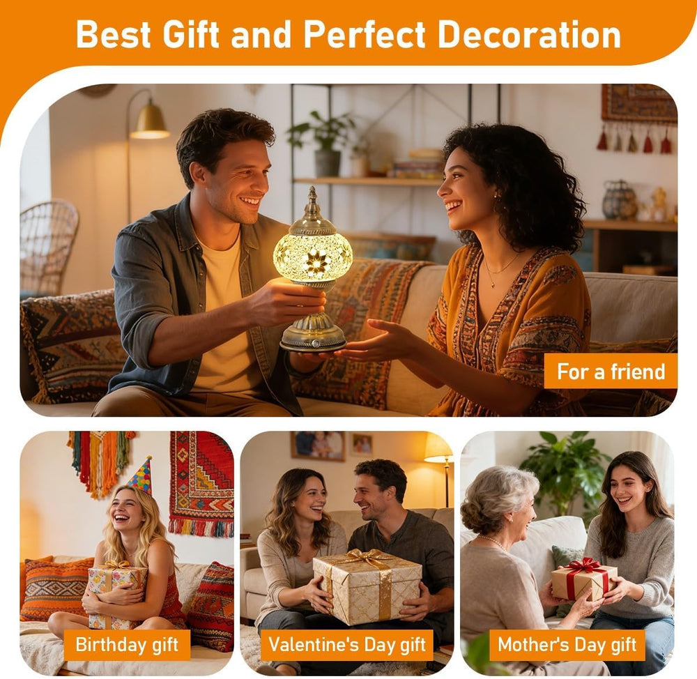 Portable Rechargeable Turkish Bronze Base Table Lamp, 6000mAh