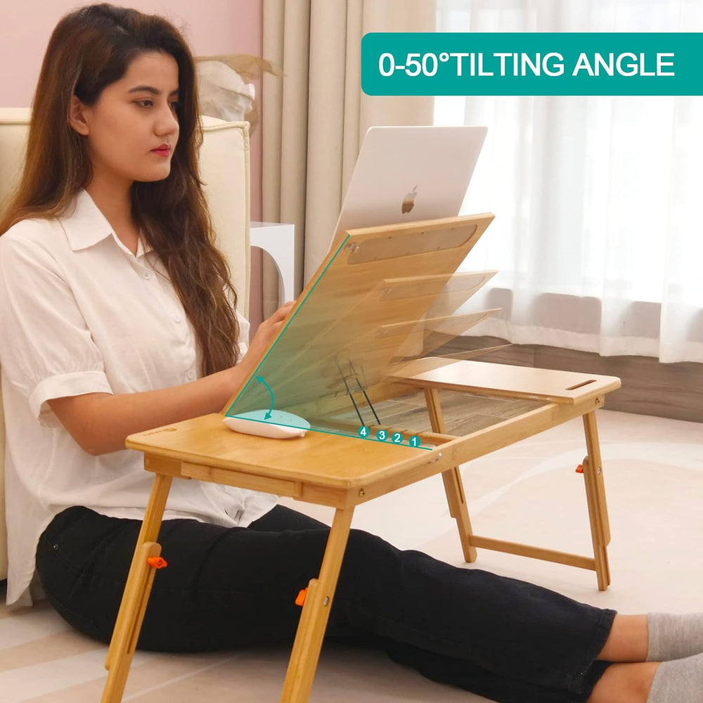 Lap Desk COIWAI Laptop Table Bamboo Writing Eating Bed Tray Adjustable Angle ...