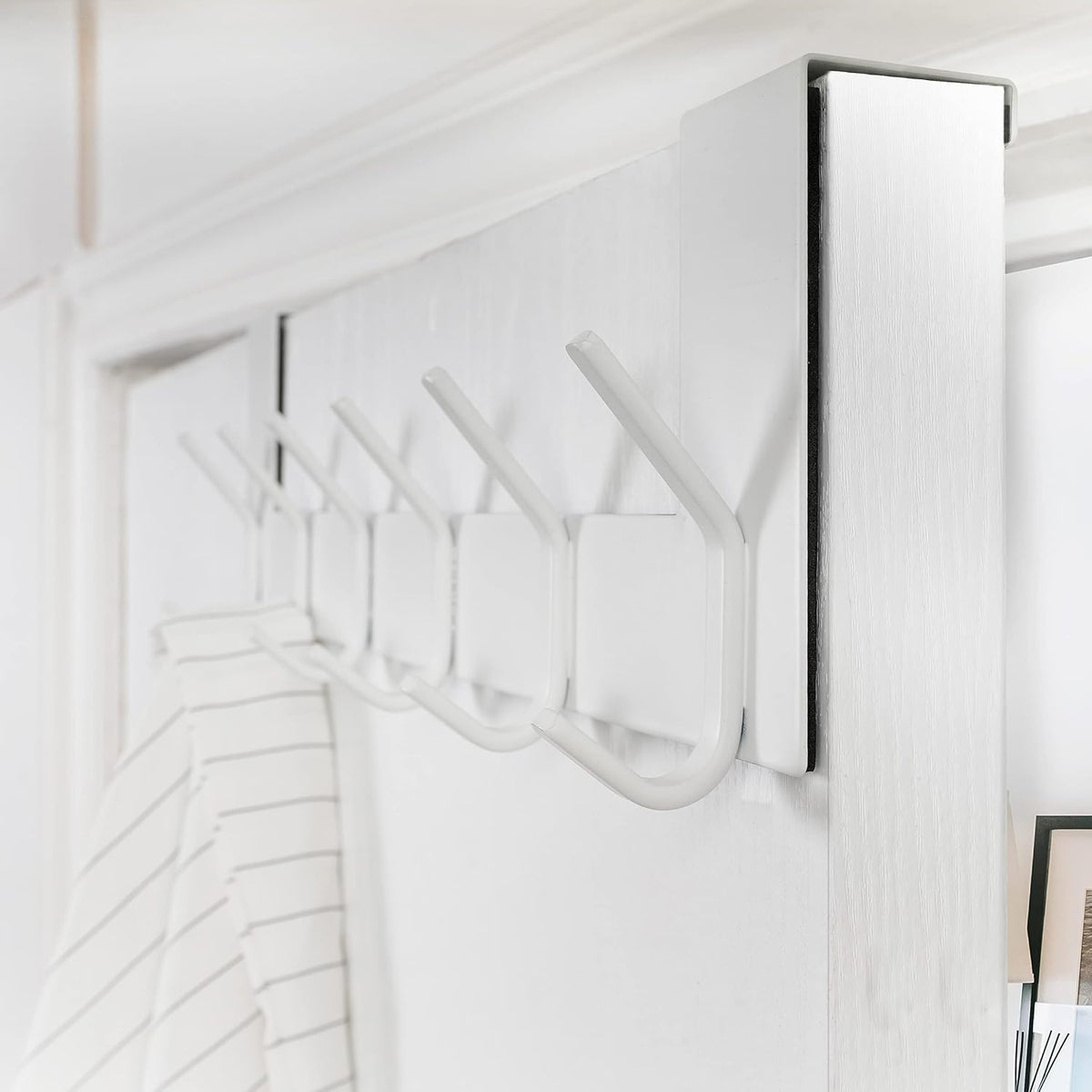 WEBI Over The Door Hook White,Over The Door Towel Rack,Door Hanger,Door Coat Towel Hanger,Door Coat Rack for Hanging Clothes,Jacket,Back of Bathroom,2 Packs