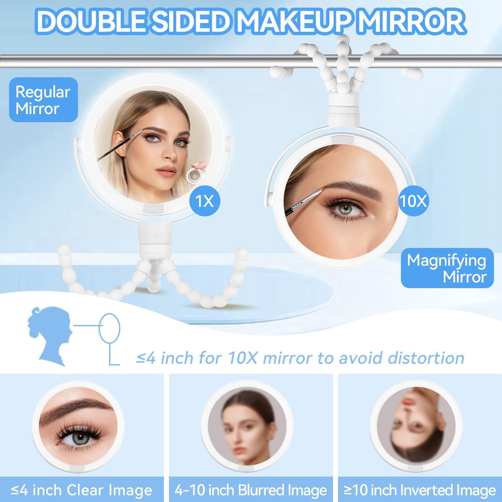 KOOKIN 1X/10X Magnifying Mirror with Light, Travel Makeup Mirror, White