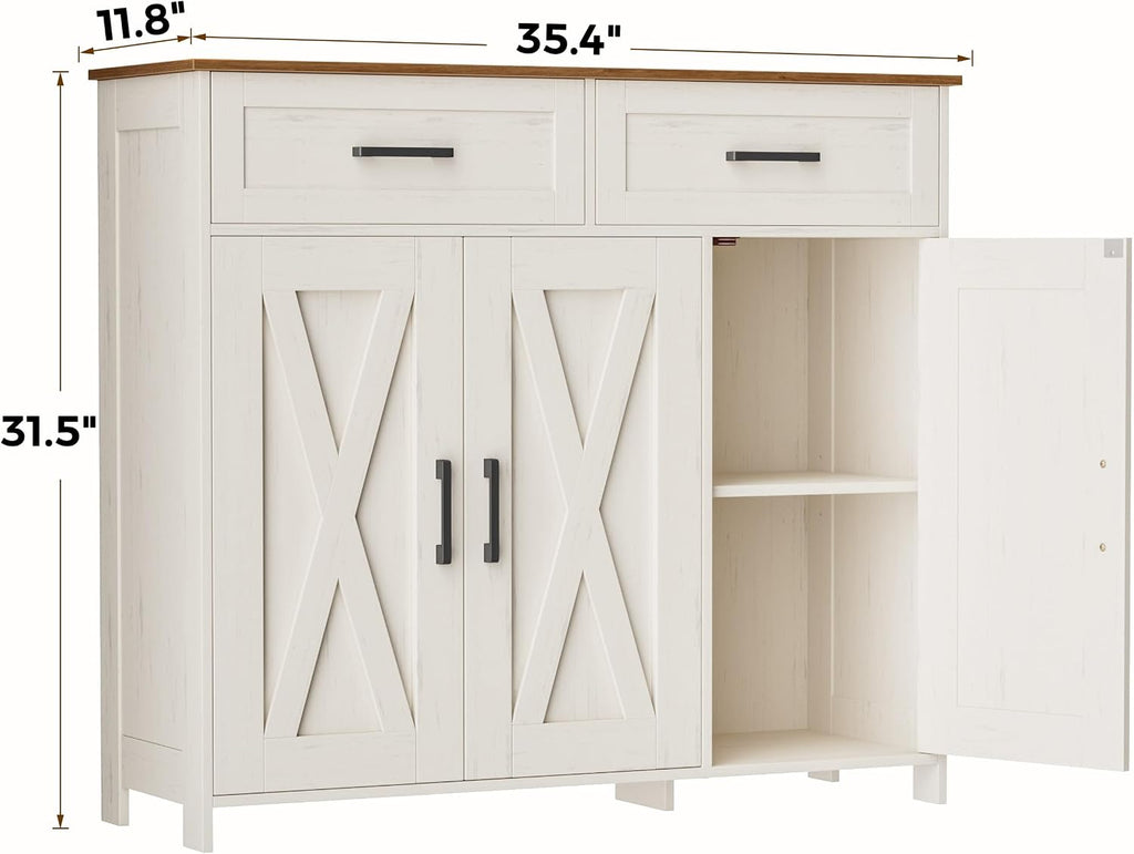 Homhedy Coffee Bar Storage Cabinet with Drawers, Kitchen Buffet Cabinet
