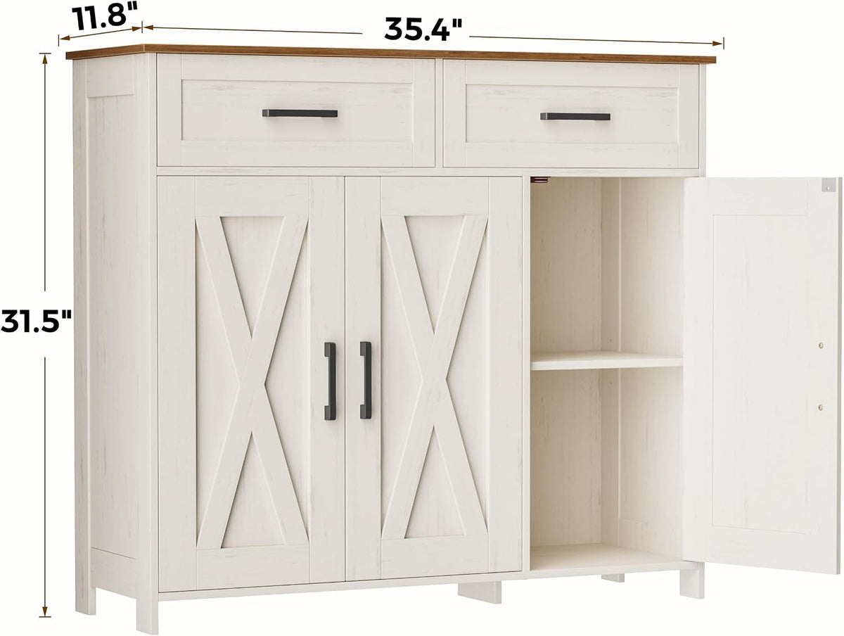 Homhedy Coffee Bar Storage Cabinet with Drawers, Kitchen Buffet Cabinet