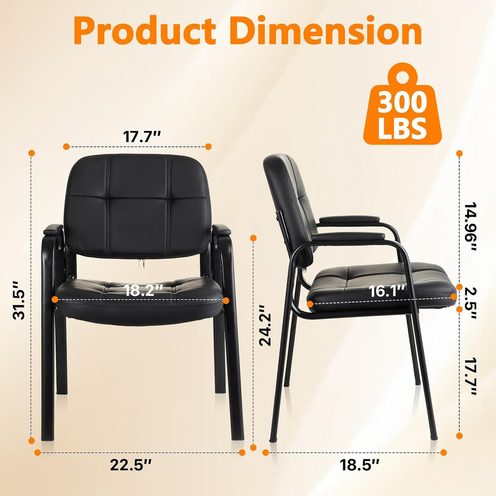 CLATINA Waiting Room Guest Chair with Bonded Leather Padded Arm Rest for Offi...