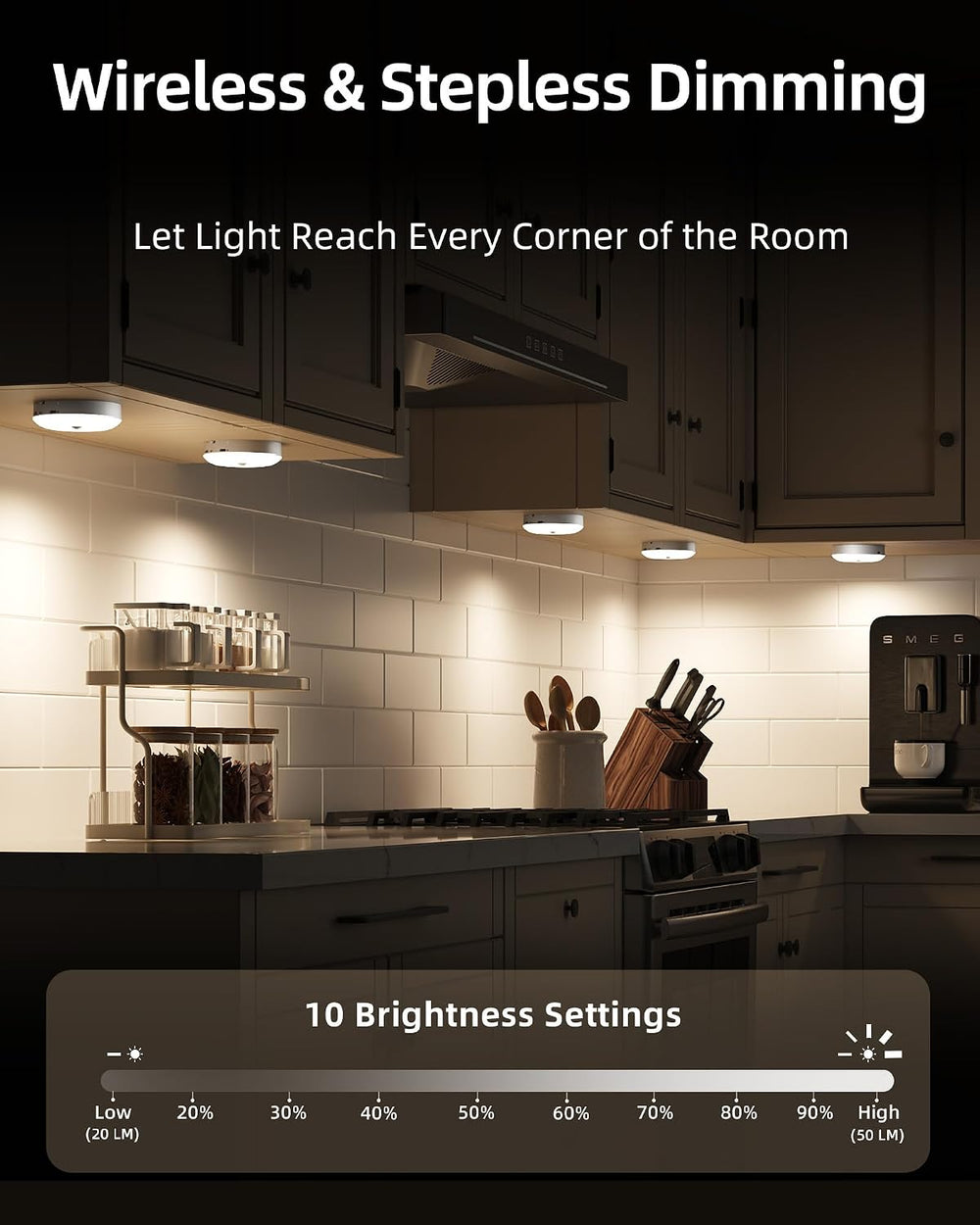 EZVALO RGB Puck Lights with Charging Station, Motion Sensor Cabinet Lights