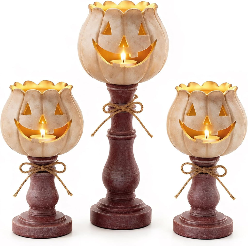 3PCS Pumpkin Tealight Candle Holder Set, Fall Decor, Halloween Party