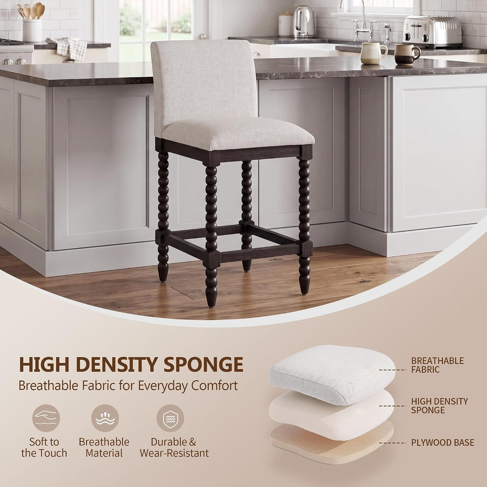 DUHOME Spindle Counter Stool with Padded Spring Seat