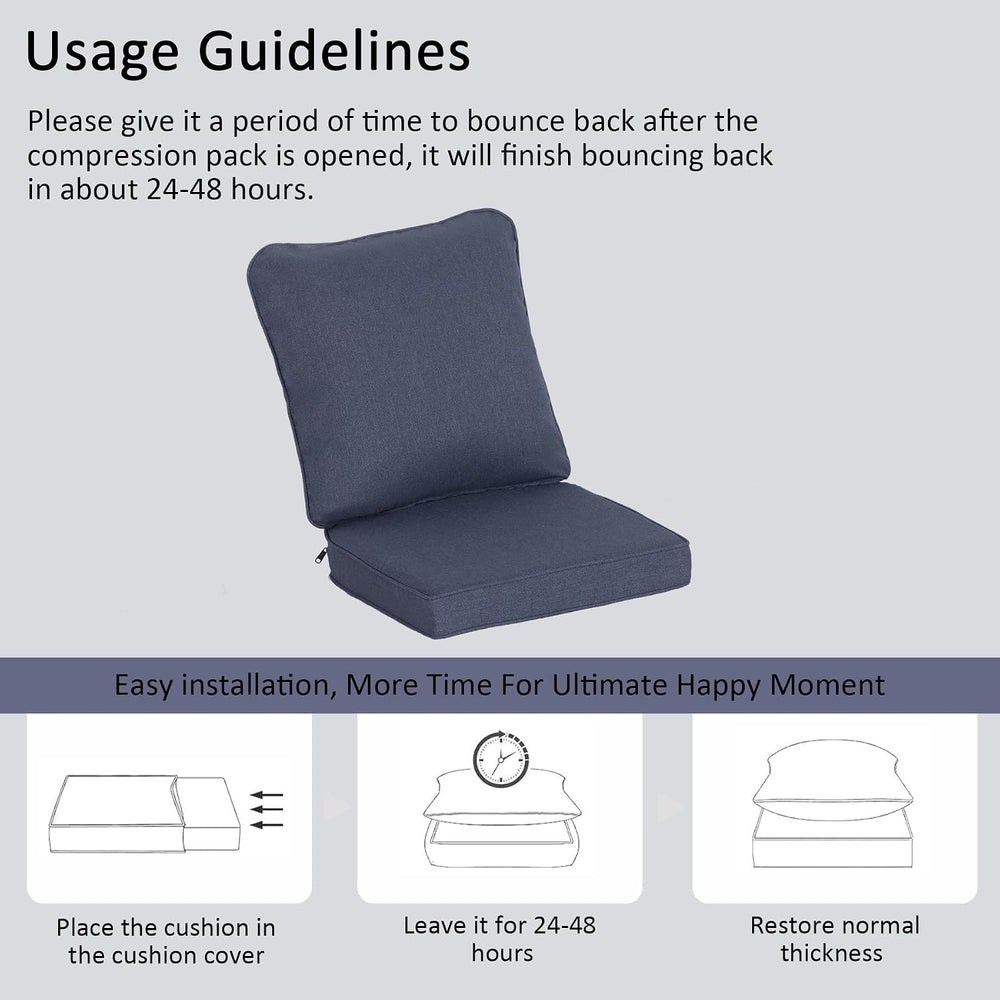 COZYVIDA Outdoor Patio Cushion Set, 20.5x21.5x3.5 Inch, Sky Blue