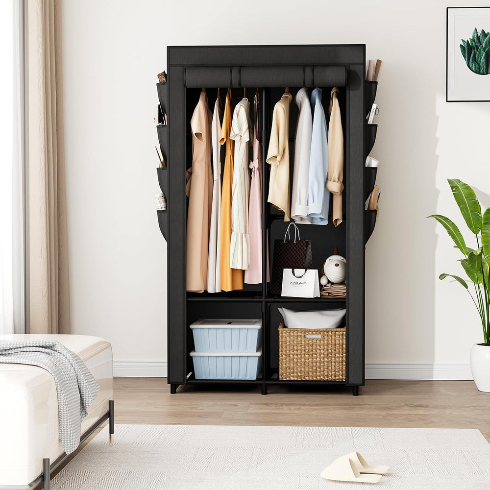 Portable Closet for Hanging Clothes, Portable Wardrobe Closet with Cover, 4 S...