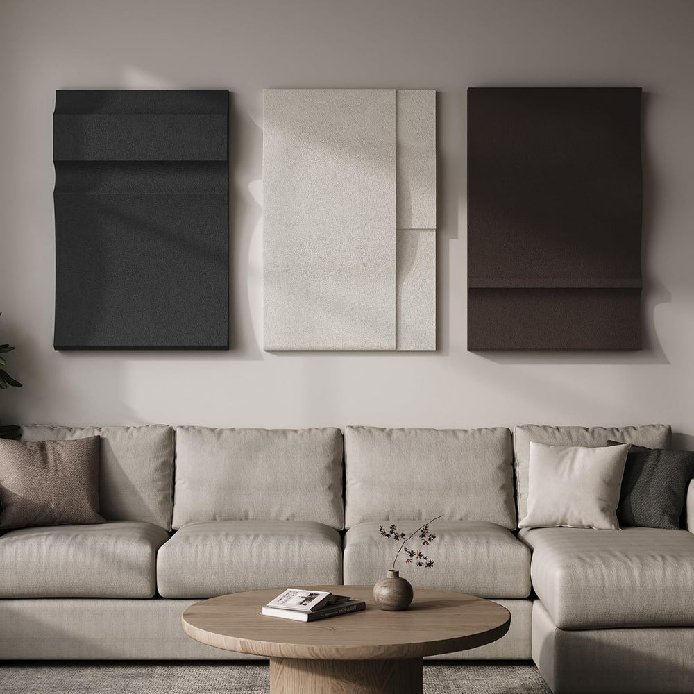Large 3D Modern Abstract Black and White Wall Art for Living Room, 24x36 in