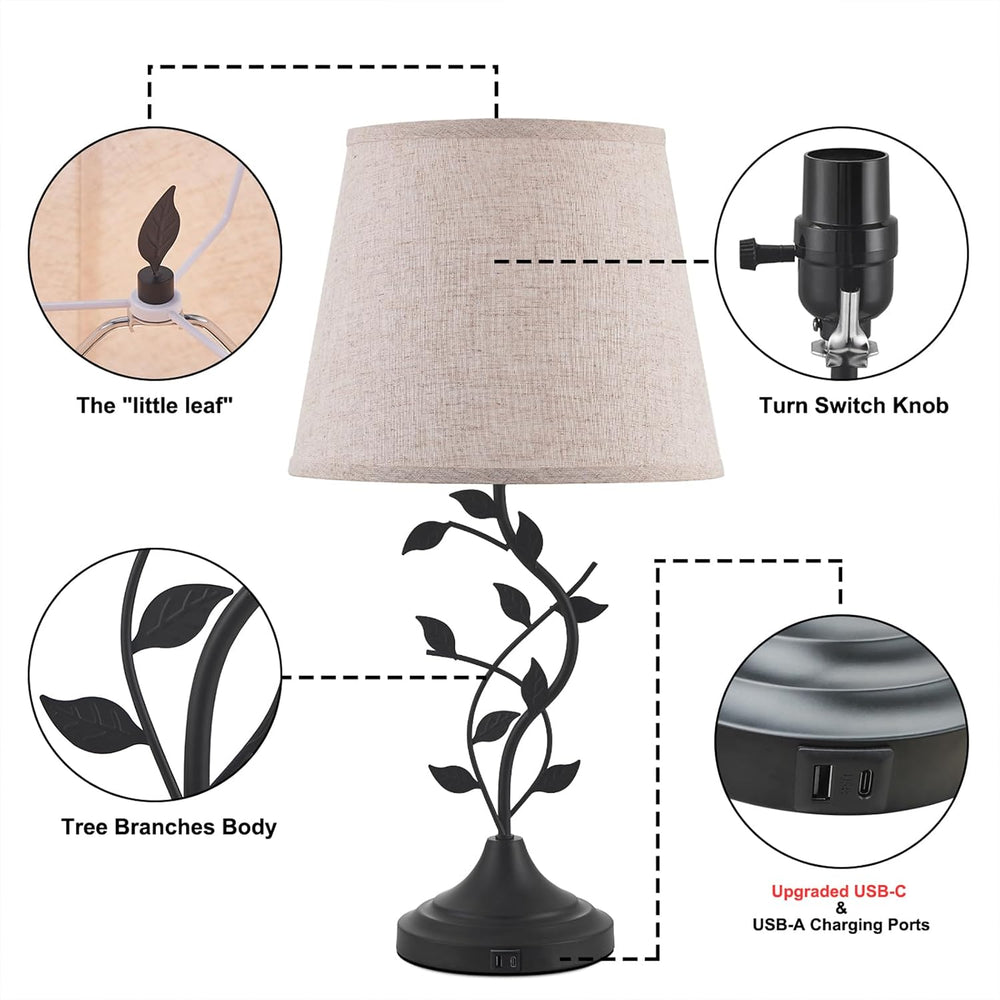 Kakanuo Table Lamp for Living Room, Bedside Lamp for Bedroom, Rustic Lamp