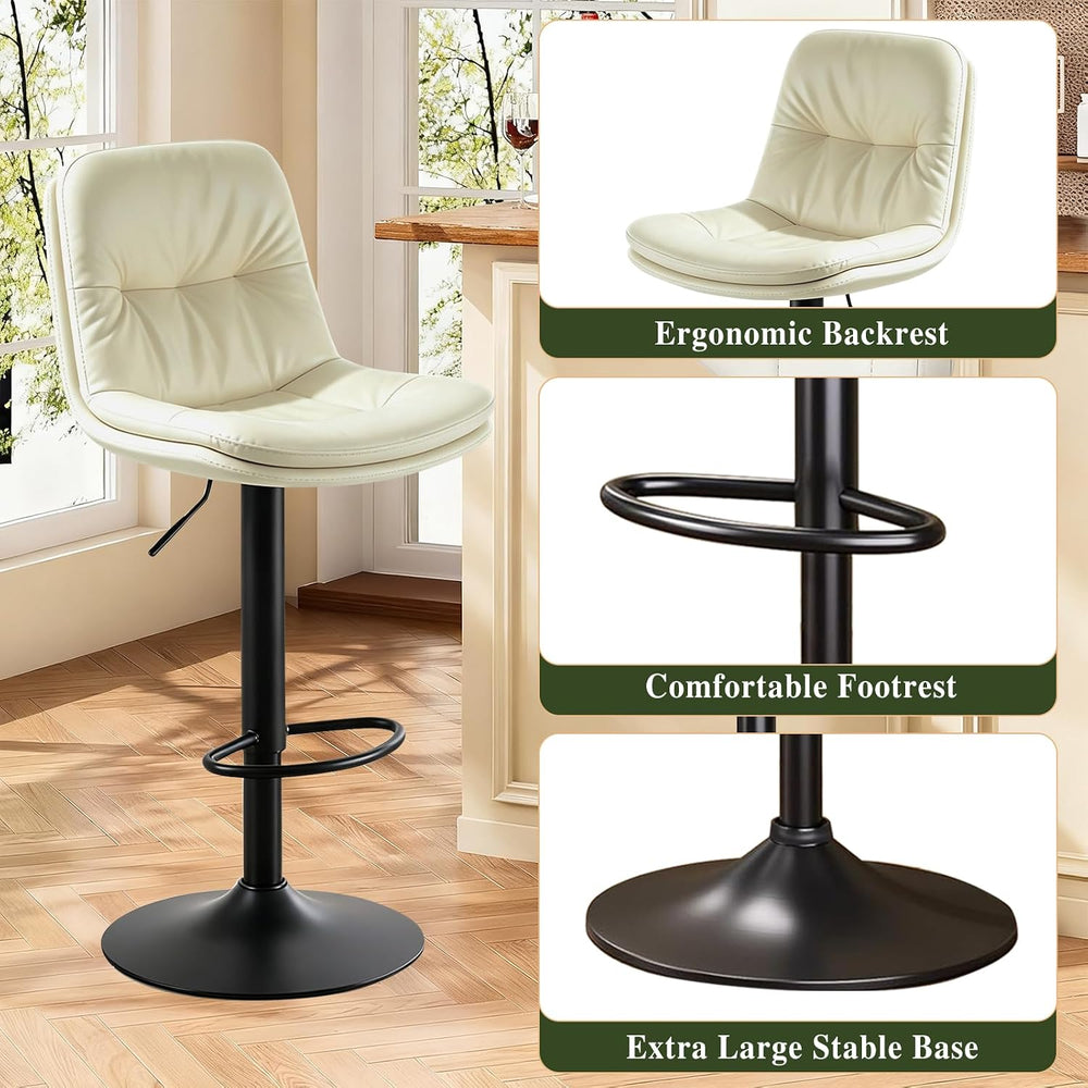 Bar Stools Set of 2 Swivel Adjustable Bar Chairs Counter Height
