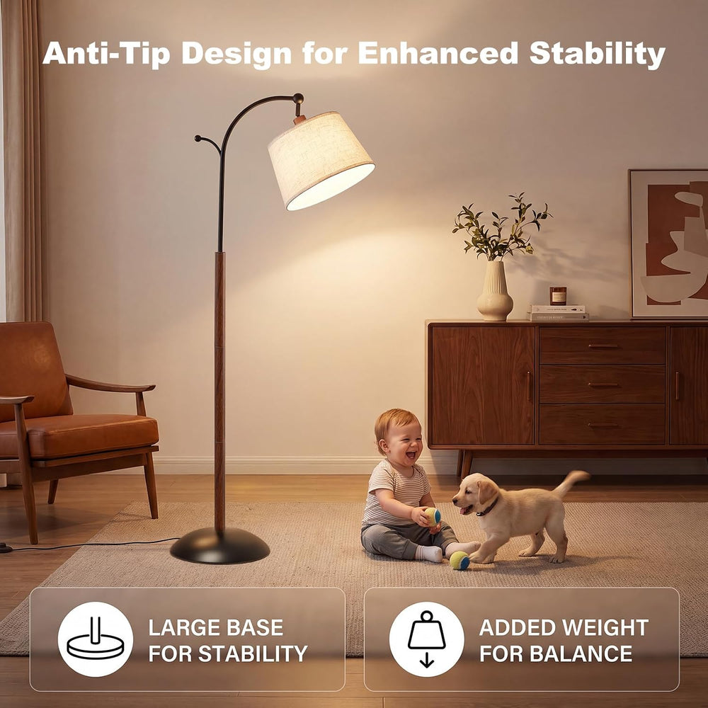 Floor Lamp, 9W 850lm Smart LED Arch Floor Lamp - Wood Grain Base