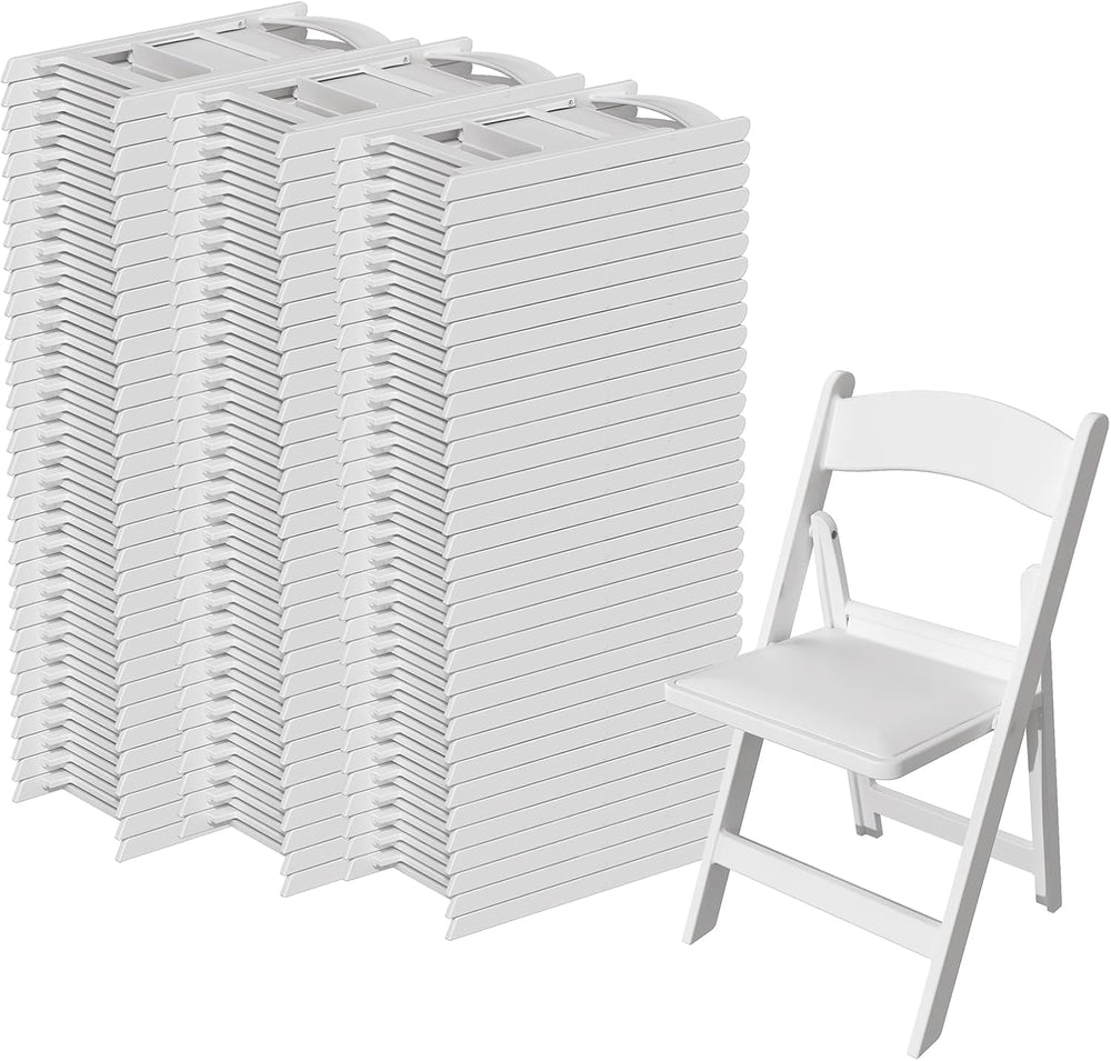 100 Pack Resin Folding Chairs with Cushion for Wedding, Party, School