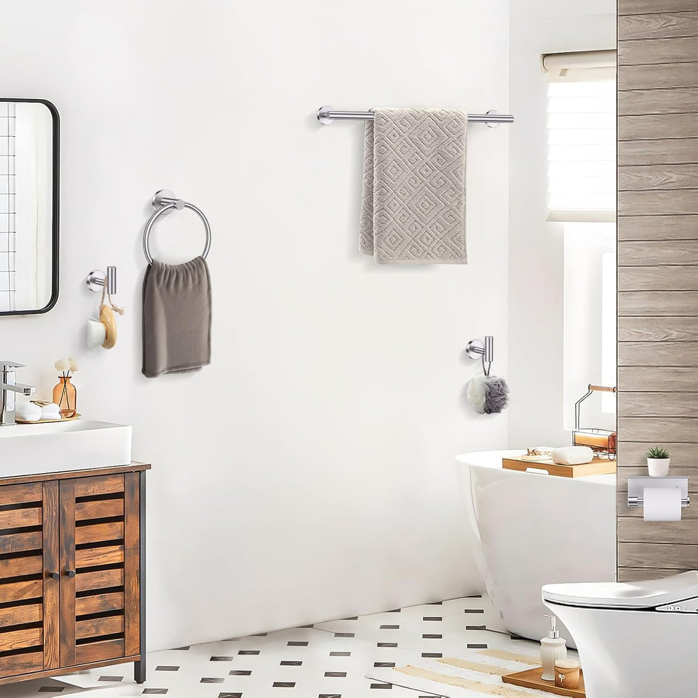 TQKAG 5 Piece Towel Bar Set, 23.6 Inch Brushed Nickel Bathroom Accessories