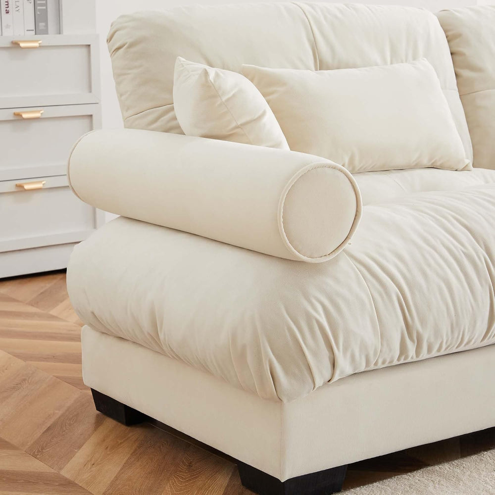 2 Piece Cloud Couches Set,Loveseat & 3-Seater Sofa,Beige
